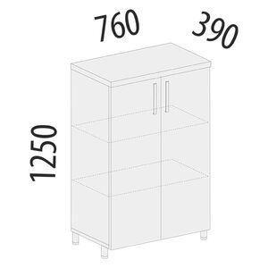 Шкаф 3 секции с дверями Лидер-Престиж 760x390x1250 мм